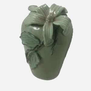 Art Studio Pottery Stoneware 3D Floral Vase Heavy